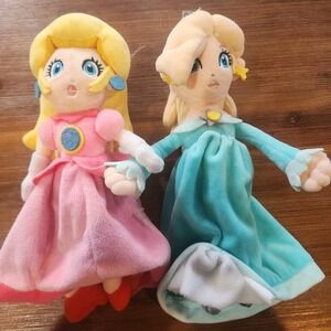 Super Mario Lot Of  2 Princess Rosalina & Peach  Plush Toy Doll (TAGS RIPPED)